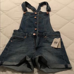 Guess Logo Denim Overall Shorts